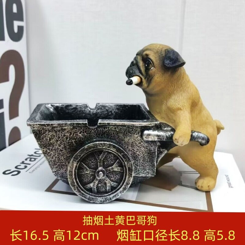Pug Ashtray Cart – Decorative Ash Catcher for Desks