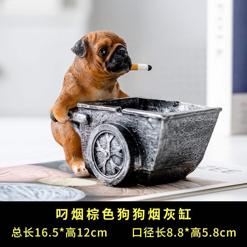 Pug Ashtray Cart – Decorative Ash Catcher for Desks