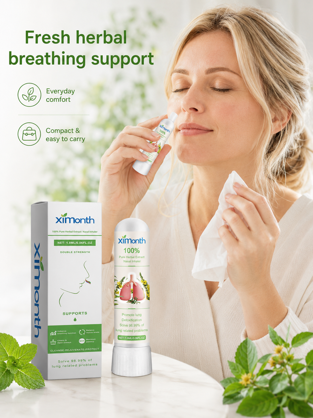 Herbal Nasal Inhaler — Deep Lung Detox & Respiratory Relief