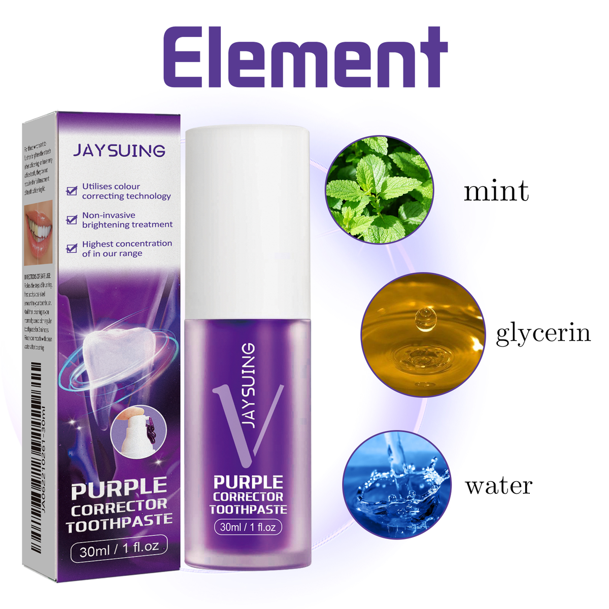 Purple Color-Correcting Toothpaste for Brighter Smiles
