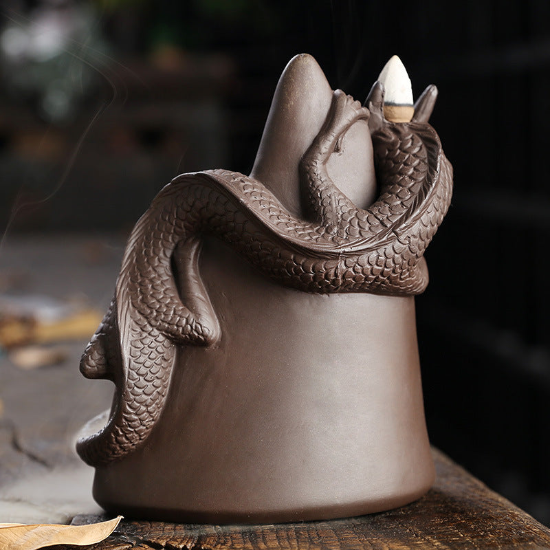 Backflow Incense Burner Dragon Waterfall Smoke Decor