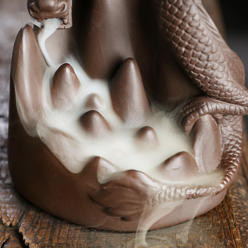 Backflow Incense Burner Dragon Waterfall Smoke Decor