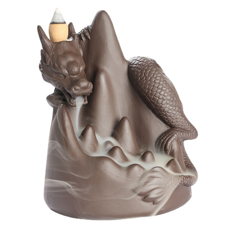 Backflow Incense Burner Dragon Waterfall Smoke Decor