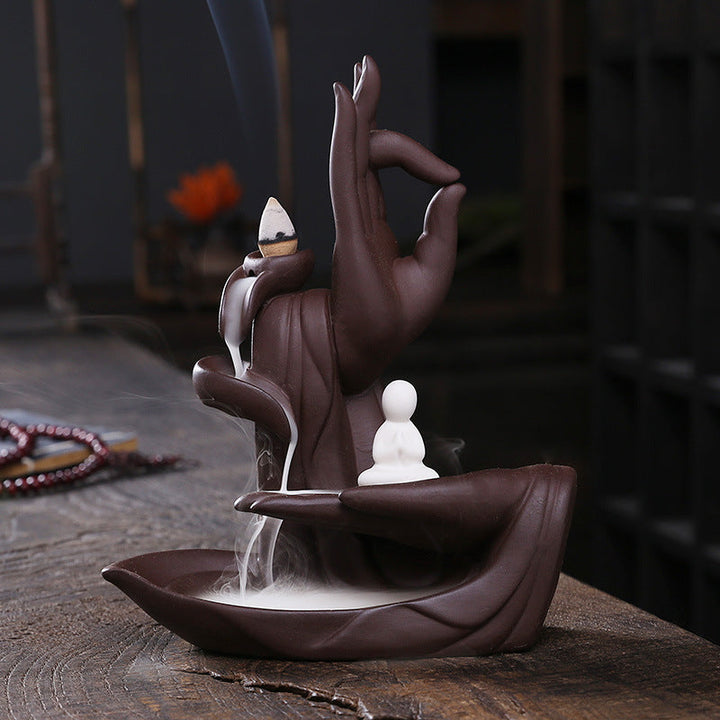Purple Backflow Incense Burner for Calming Zen Decor