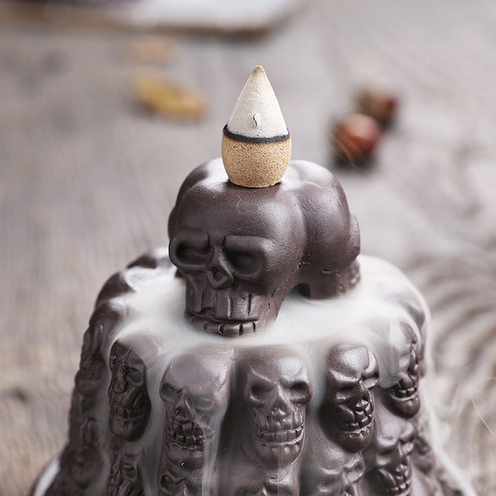 Purple Skull Backflow Incense Burner With Cascading Smoke