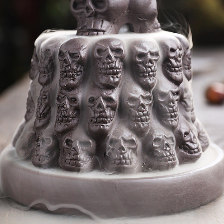 Purple Skull Backflow Incense Burner With Cascading Smoke