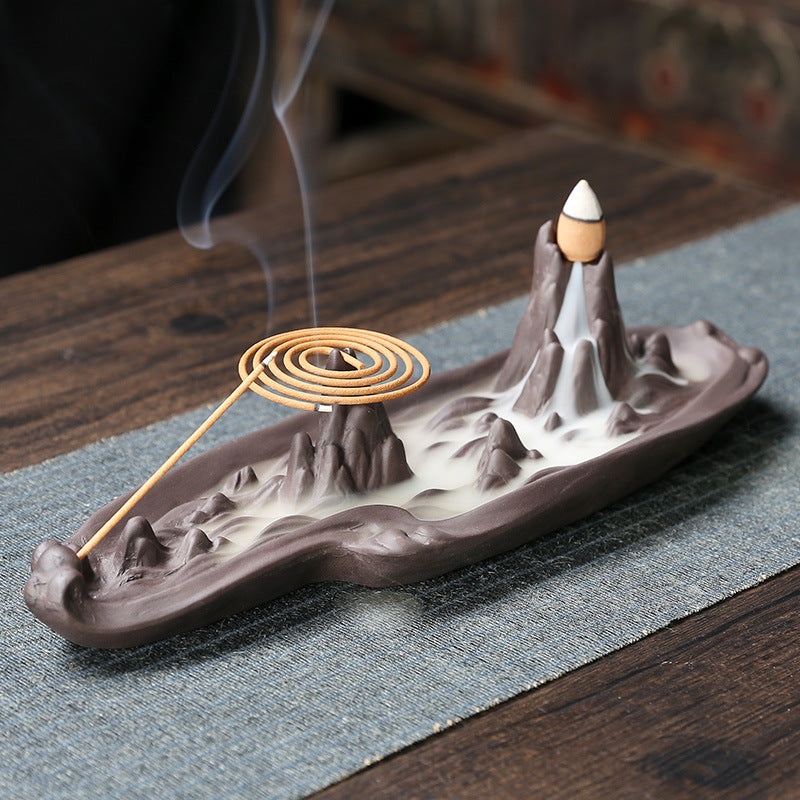 Purple Mountain Backflow Incense Burner for Ambiance