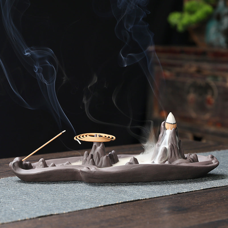 Purple Mountain Backflow Incense Burner for Ambiance