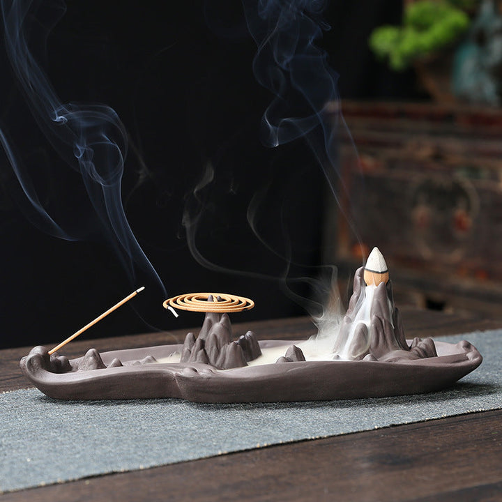Purple Mountain Backflow Incense Burner for Ambiance