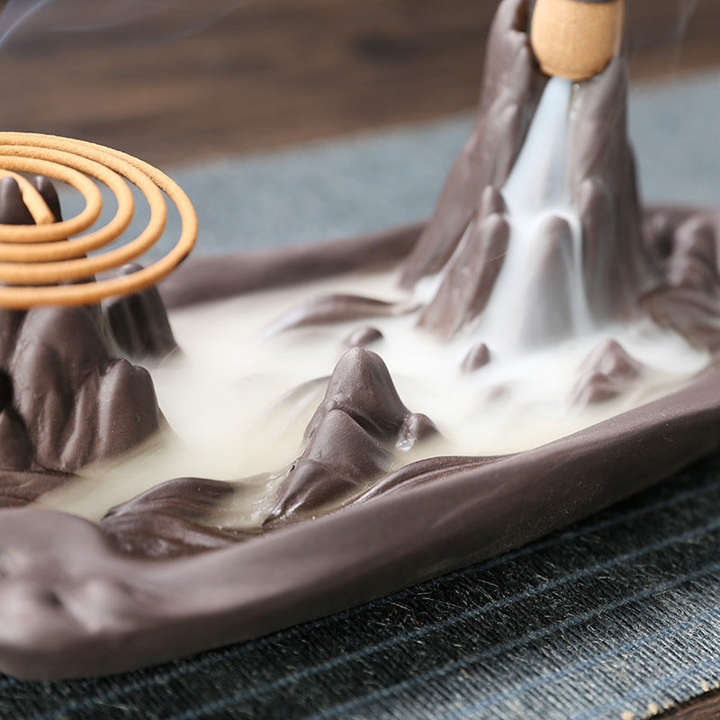 Purple Mountain Backflow Incense Burner for Ambiance