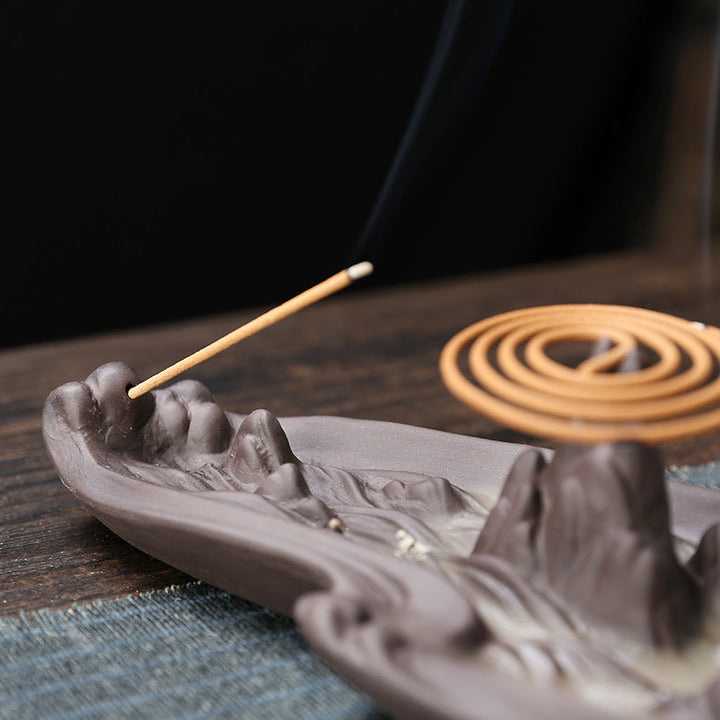 Purple Mountain Backflow Incense Burner for Ambiance