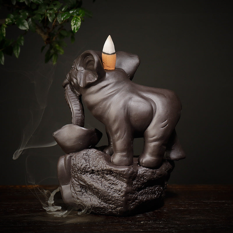 Backflow Incense Burner Elephant Waterfall Smoke Decor