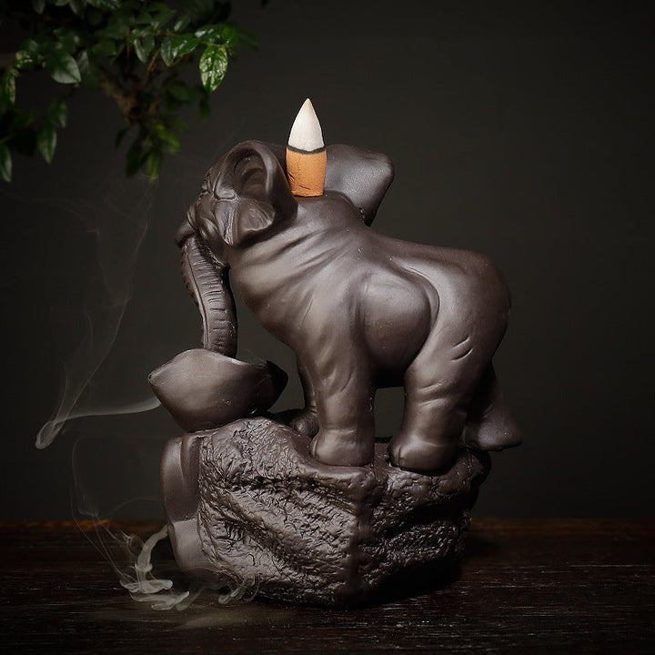 Backflow Incense Burner Elephant Waterfall Smoke Decor
