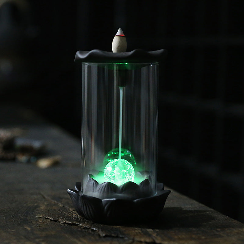 Purple Lotus Backflow Incense Burner With LED Light