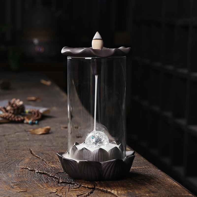 Purple Lotus Backflow Incense Burner With LED Light