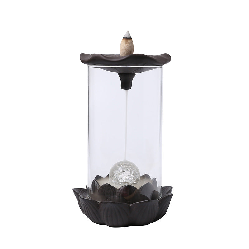 Purple Lotus Backflow Incense Burner With LED Light