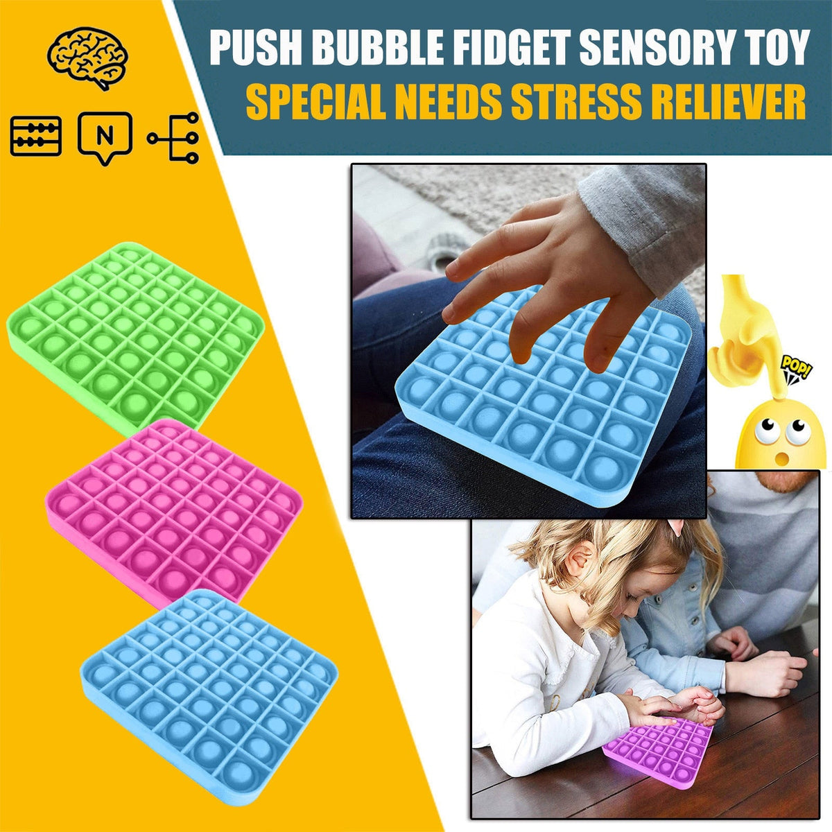 Push Pop Fidget Toy for Portable Sensory Stress Relief