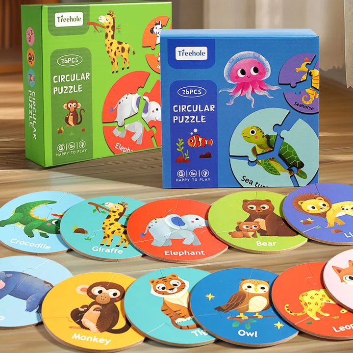 Wooden Animal Matching Puzzle for Playful Focus & Logic