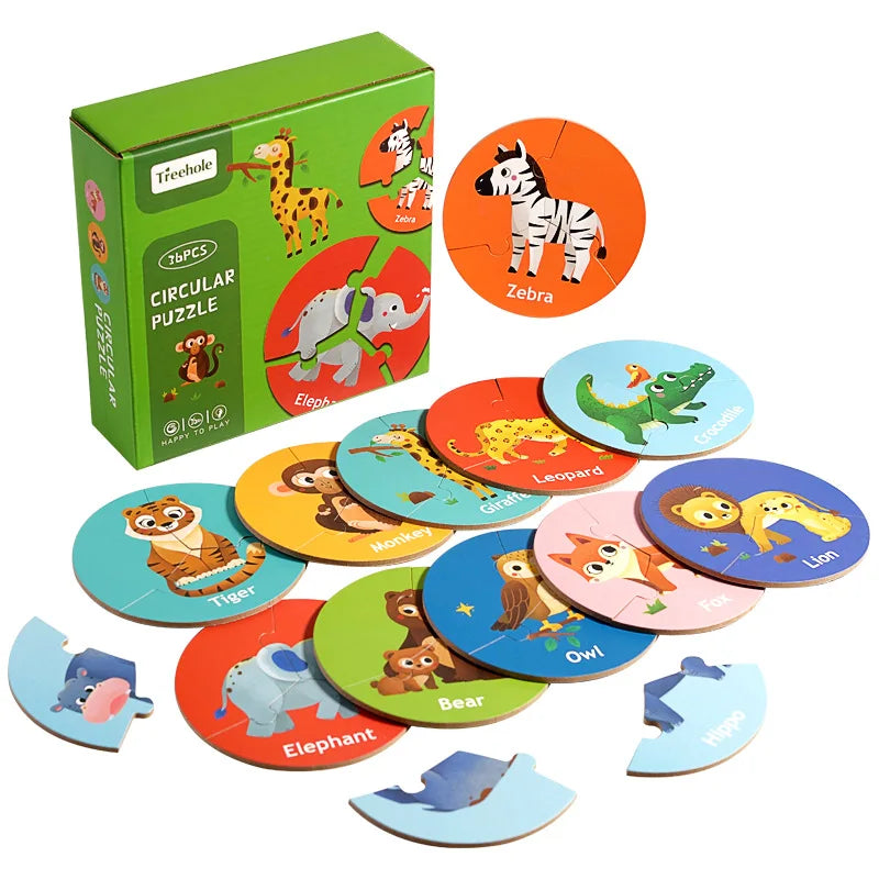 Wooden Animal Matching Puzzle for Playful Focus & Logic