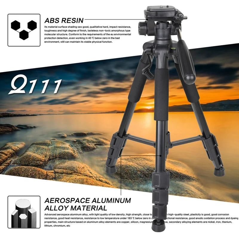 Aluminum Camera Tripod with Pan Head for DSLR Travel