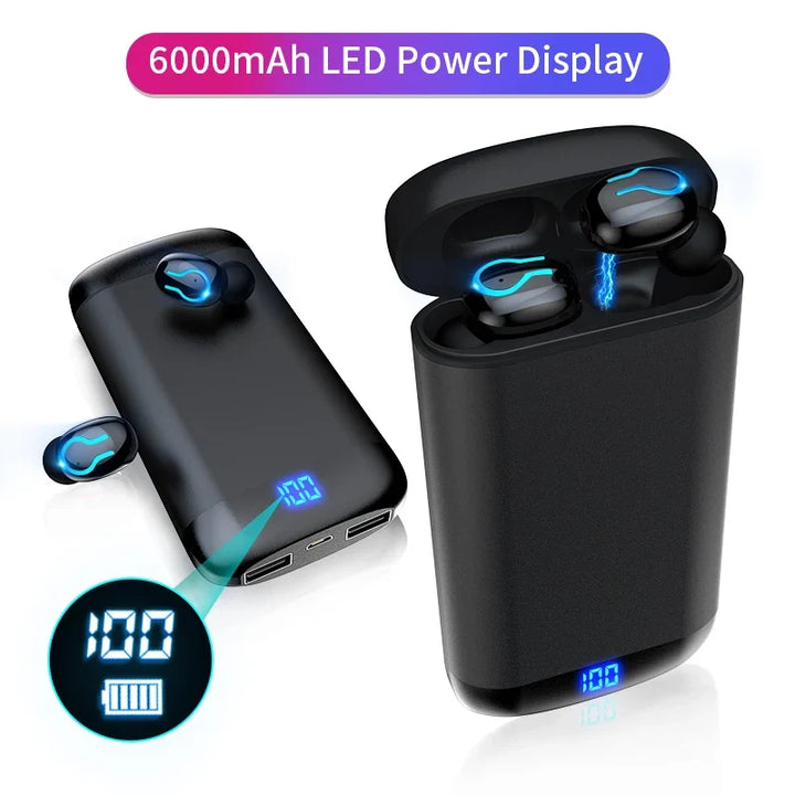 Wireless Earbuds with 6000mAh Case & IPX5 Sweat Proof