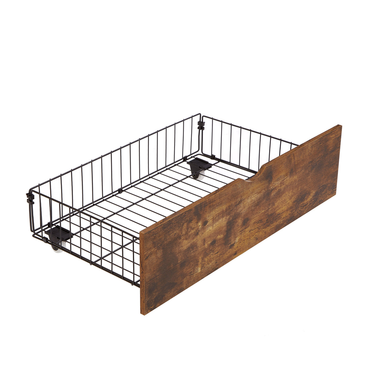 Queen Bed Storage Drawers with Wheels, Rustic Brown