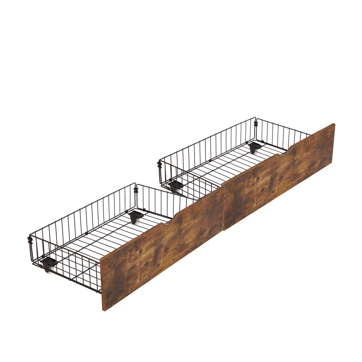 Queen Bed Storage Drawers with Wheels, Rustic Brown