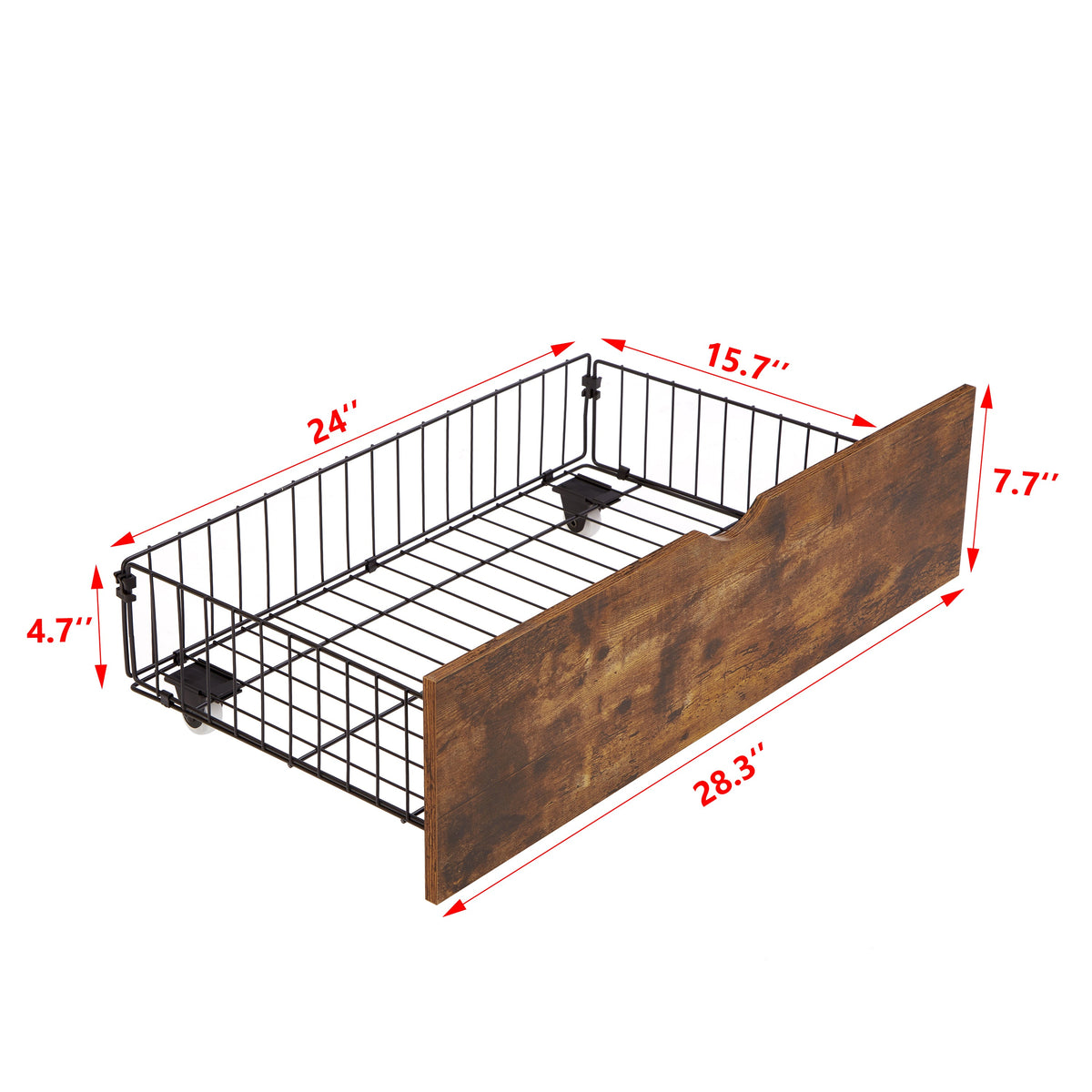 Queen Bed Storage Drawers with Wheels, Rustic Brown