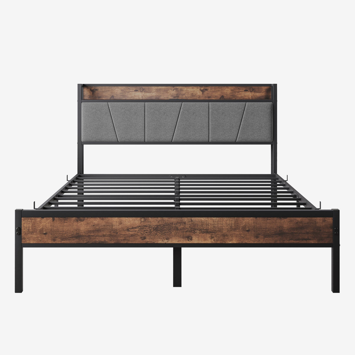 Queen Bed Frame with Charging Station and Headboard