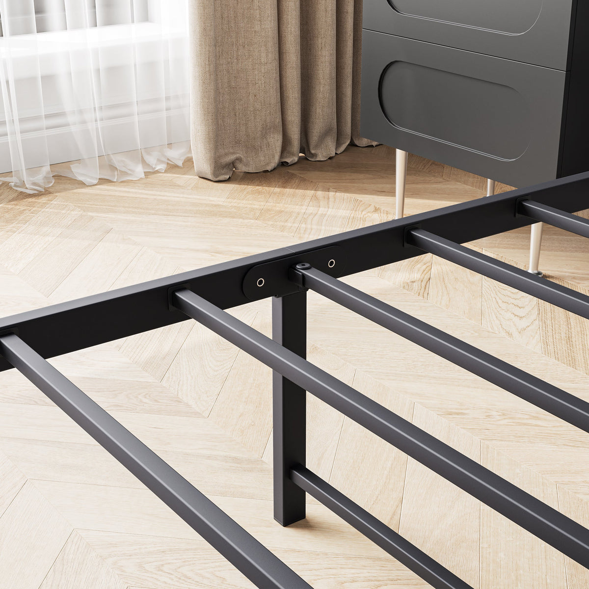 Queen Bed Frame with Charging Station and Headboard