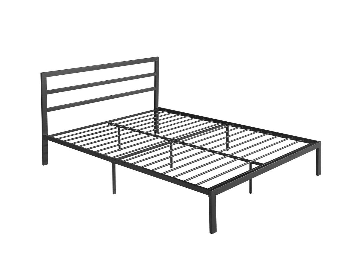 Queen Metal Bed Frame with Headboard, Charcoal Grey
