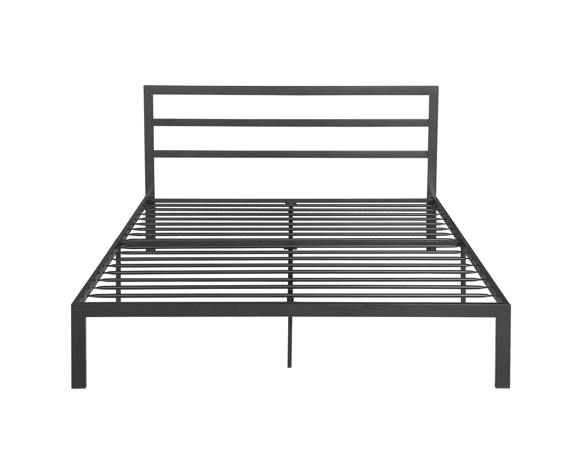 Queen Metal Bed Frame with Headboard, Charcoal Grey