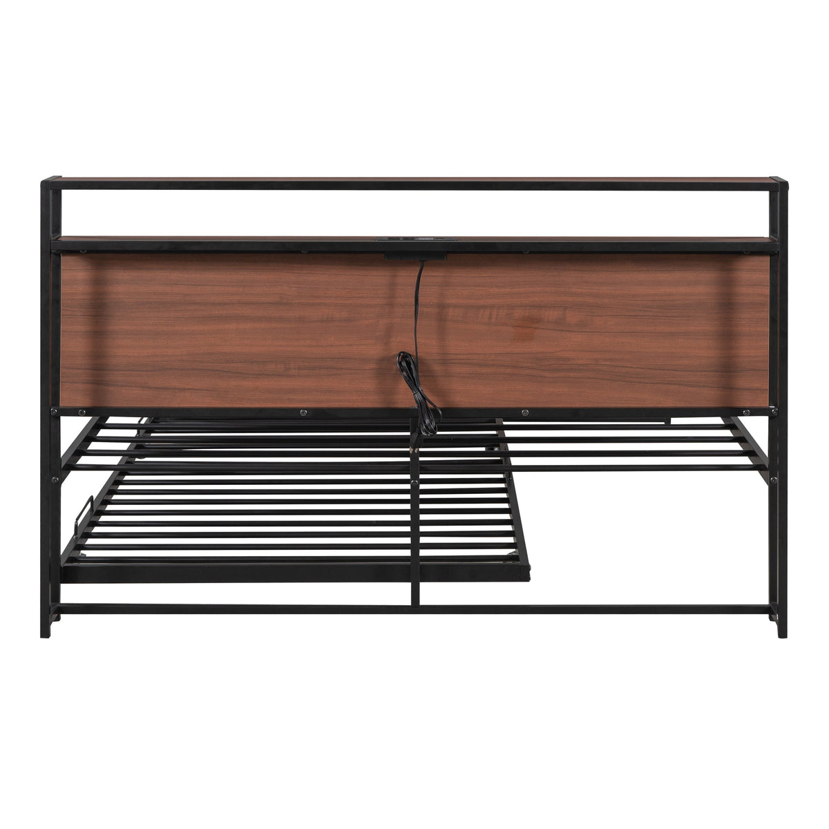 Queen Platform Bed Frame with USB Ports and Trundle