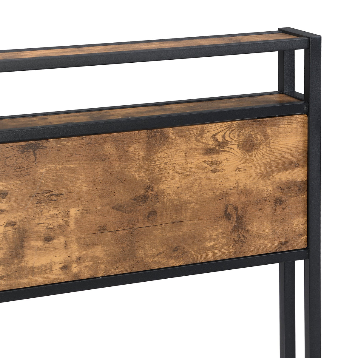 Queen Metal Platform Bed Frame with Headboard Shelf and USB
