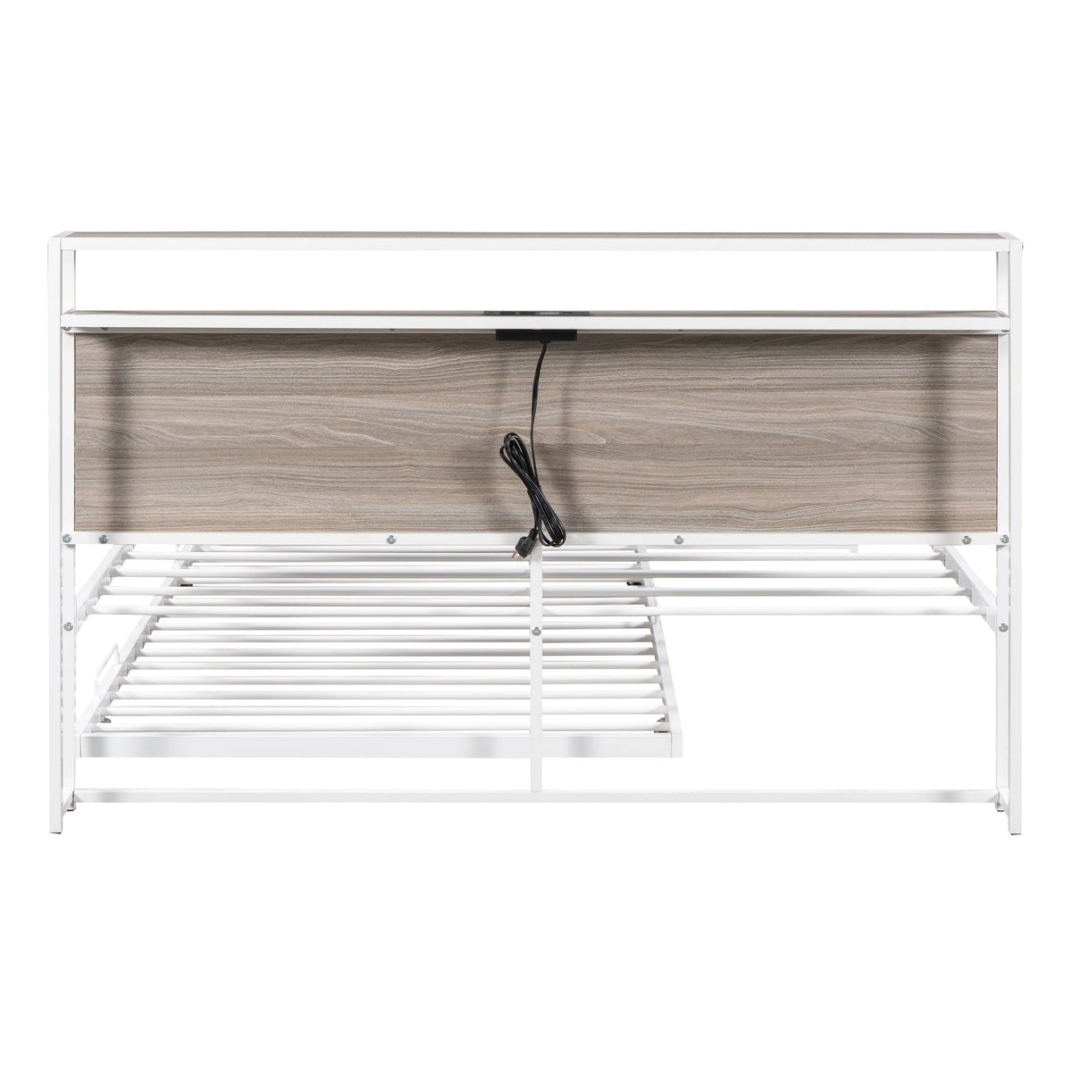 Queen Platform Bed Frame with Trundle and USB Ports