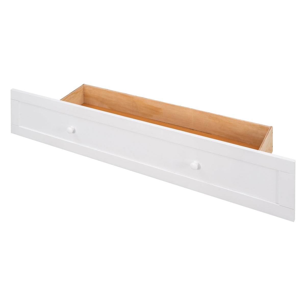 Queen Murphy Bed with Drawer and Side Shelves, White