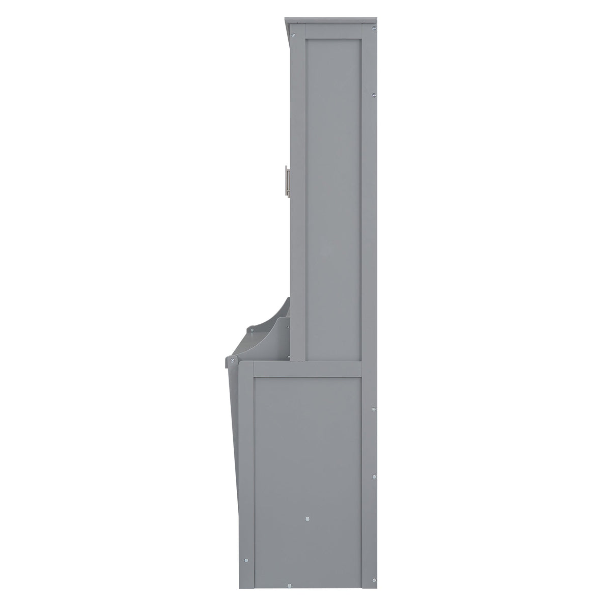 Queen Murphy Bed with Shelf That Folds Into a Gray Cabinet