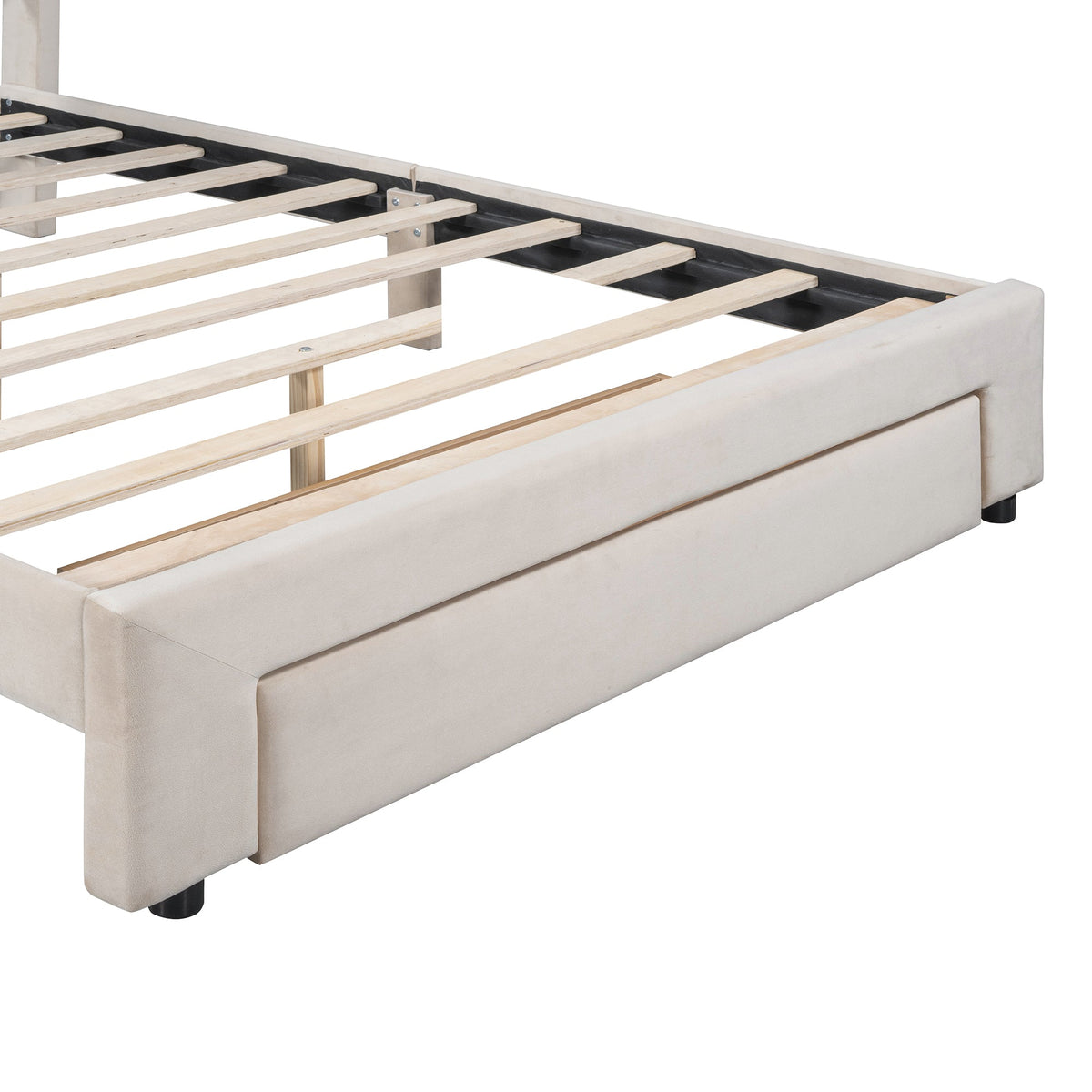 Queen Upholstered Platform Bed with Storage Drawer