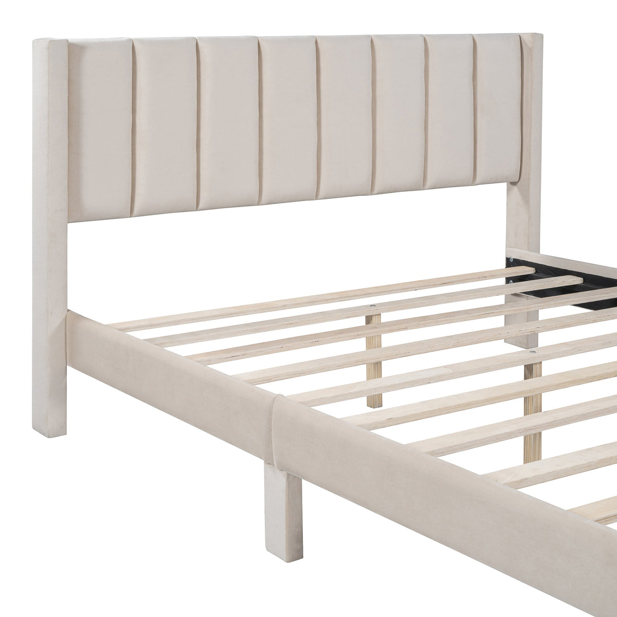 Queen Upholstered Platform Bed with Storage Drawer