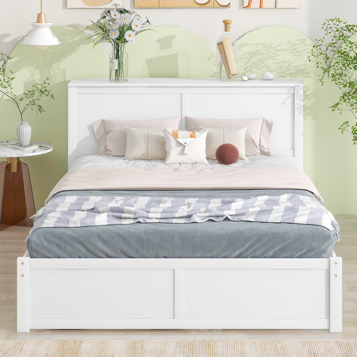 Queen Storage Bed with Twin XL Trundle & Bookshelves
