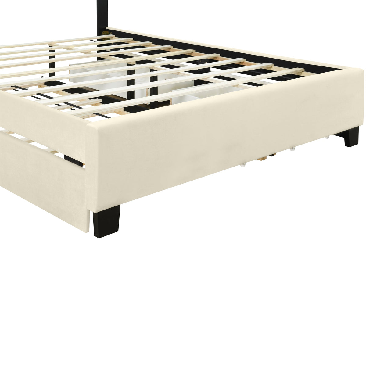 Queen Platform Bed with Storage Drawers and Trundle