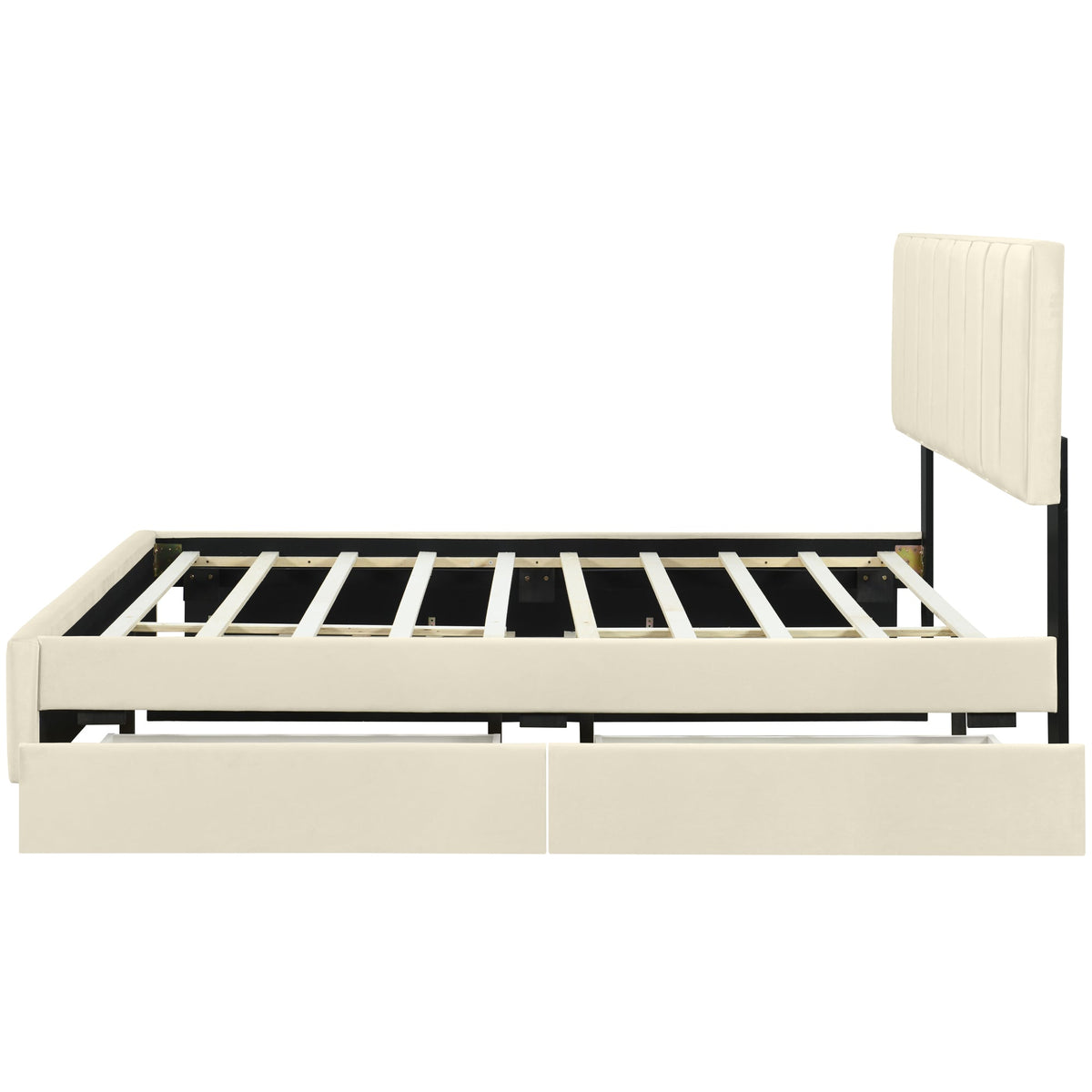 Queen Platform Bed with Storage Drawers and Trundle