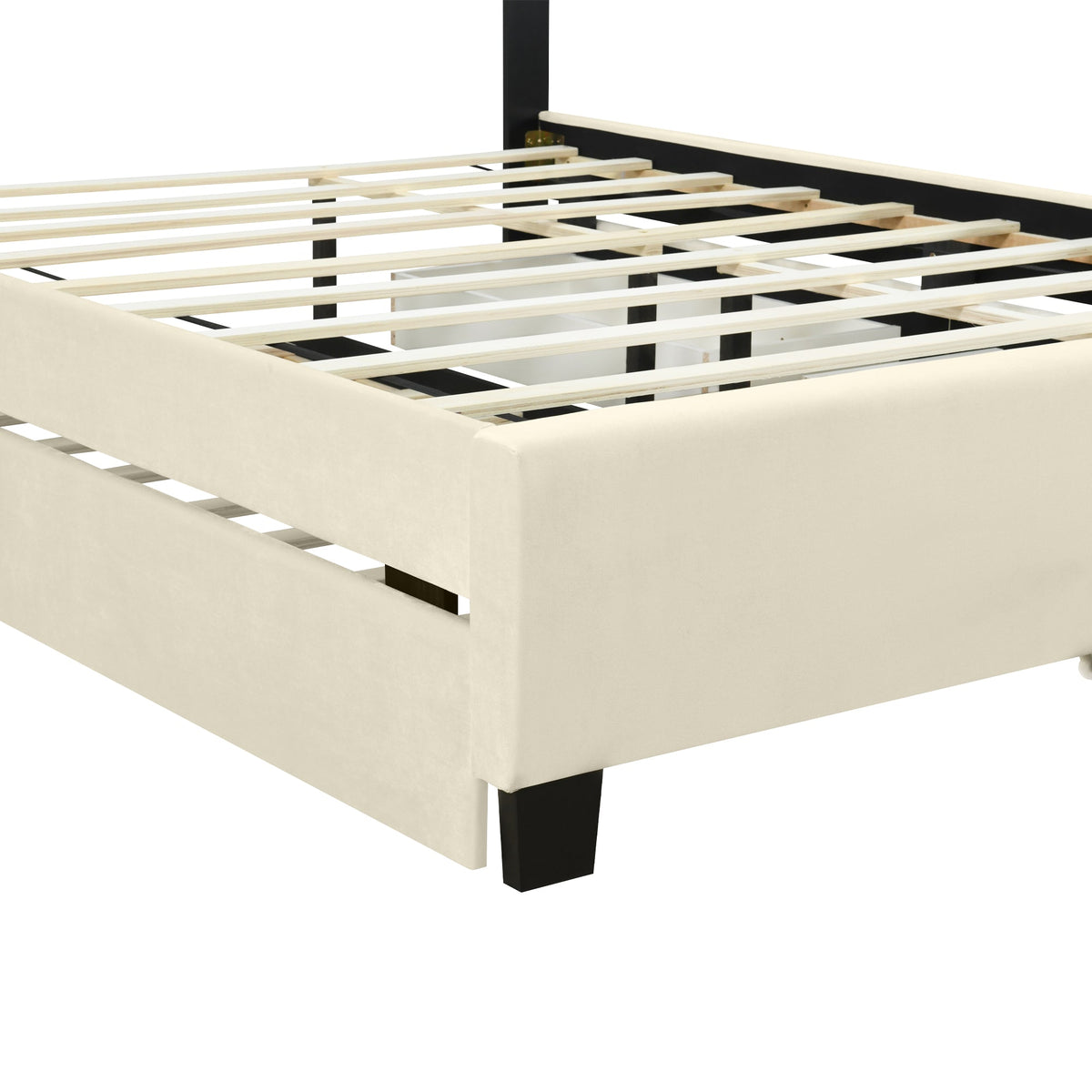 Queen Platform Bed with Storage Drawers and Trundle