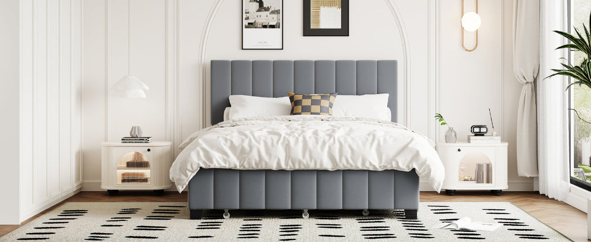 Queen Platform Bed with Drawers and Twin XL Trundle