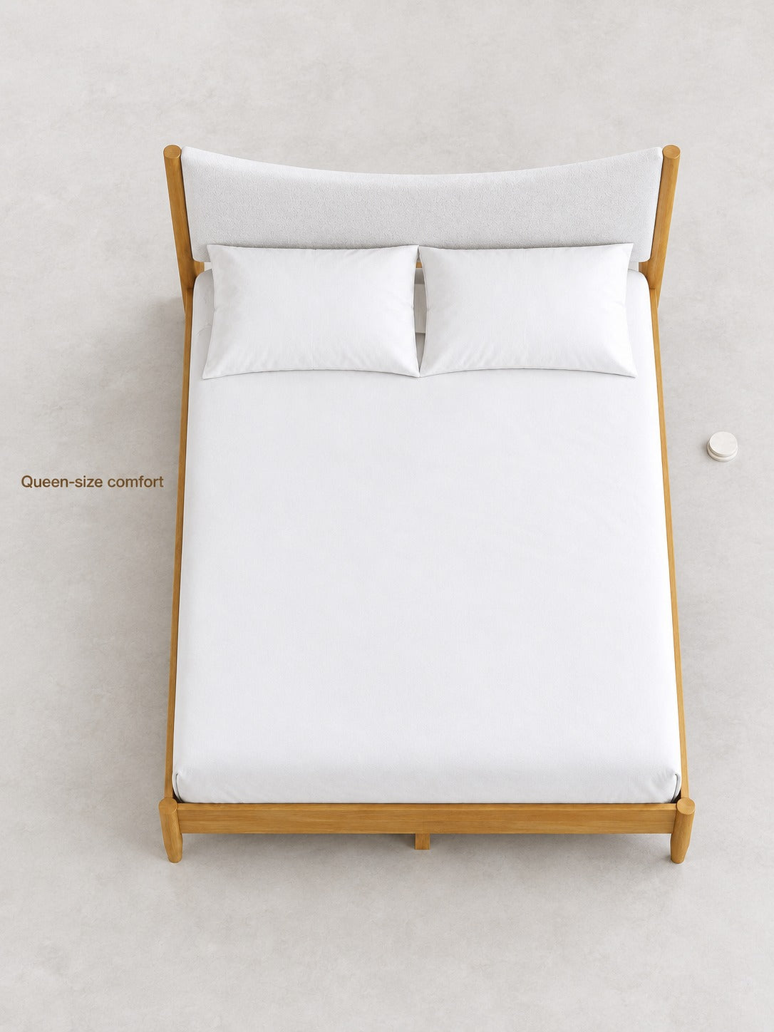 Queen Solid Wood Bed with Upholstered Curved Headboard