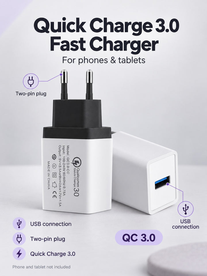 Quick Charge 3.0 Fast Charger for Phones & Tablets