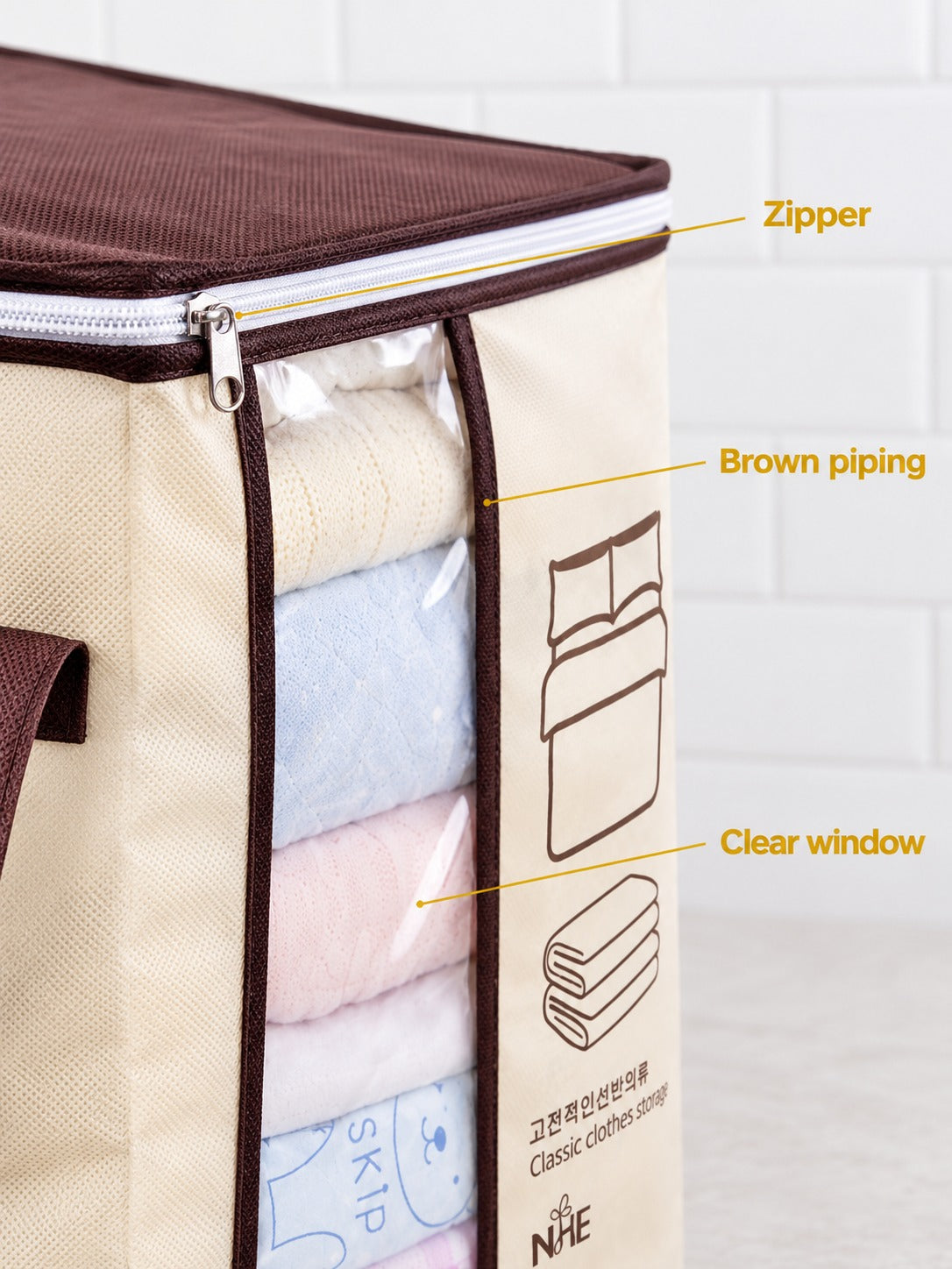 Quilt Storage Bag with Zipper and Clear Window
