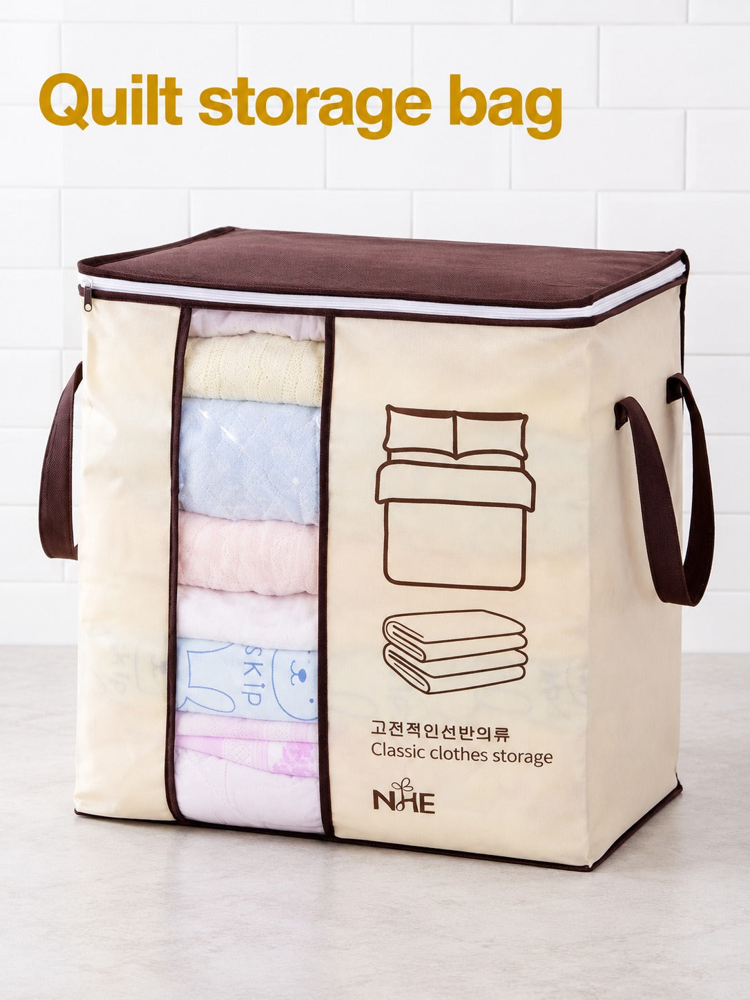 Quilt Storage Bag with Zipper and Clear Window