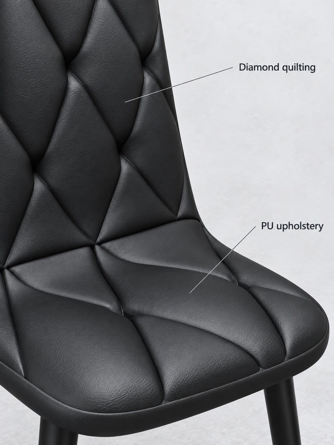 Modern Quilted Dining Chairs Set of 4 with Metal Legs