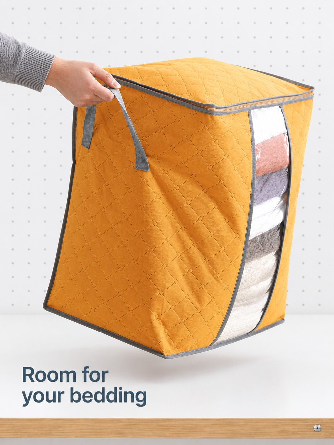 Quilted Storage Bag with Clear Window for Bedding & Clothes